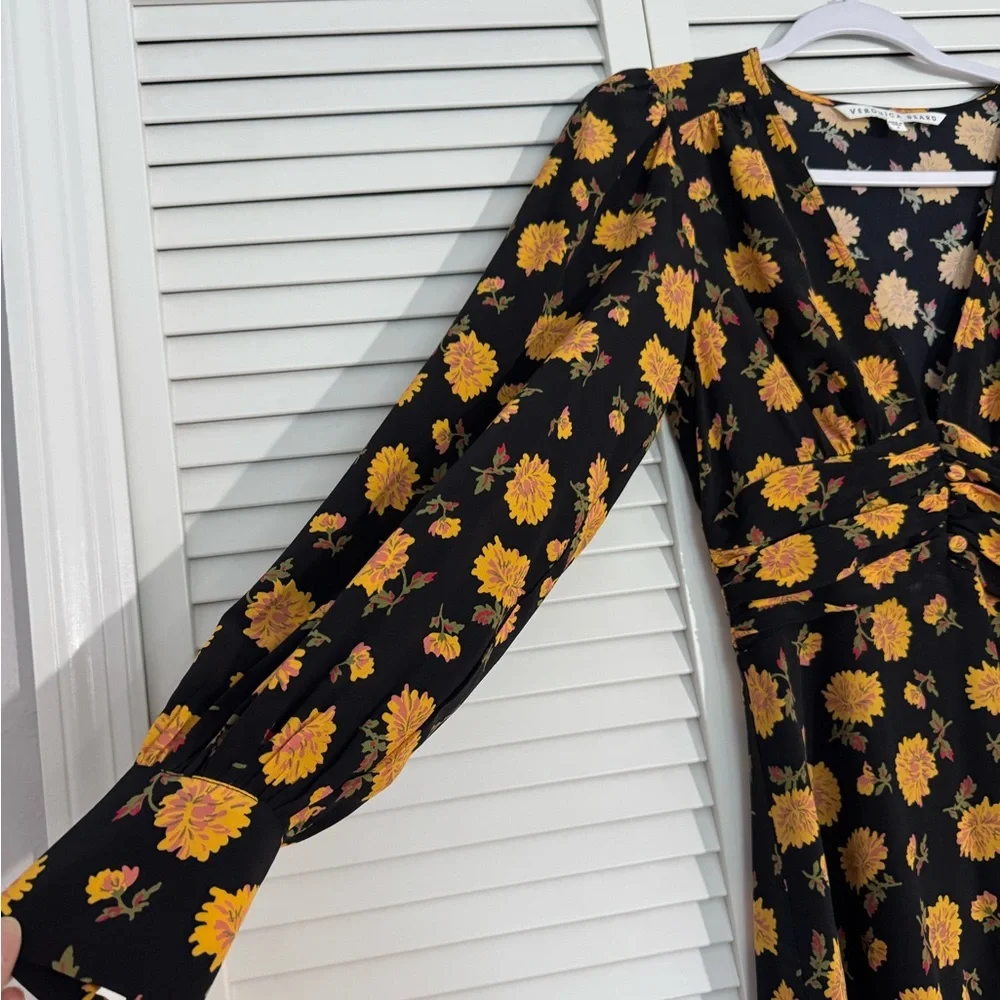 Veronica Beard Floral Sunflower Babydoll Dress Whimsigoth Sz 4 - Picture 3 of 4